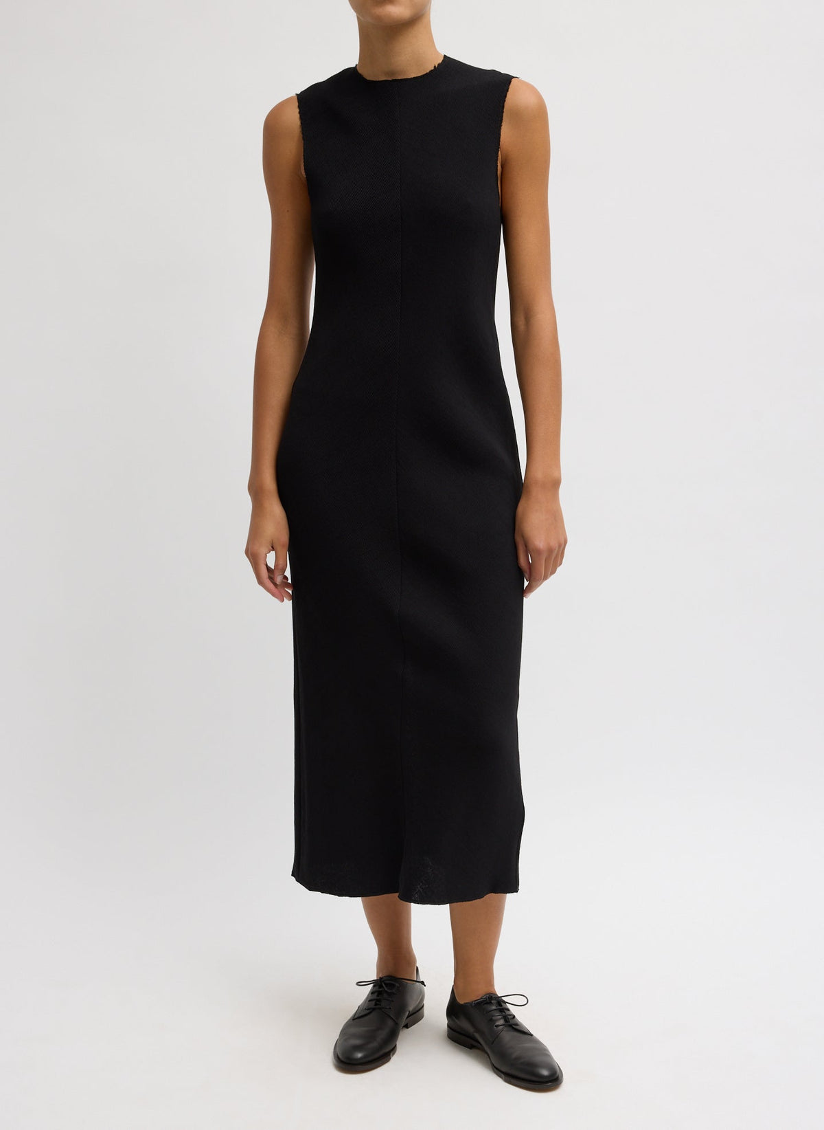 Viscose Plisse Sleeveless Bias Dress | Tibi