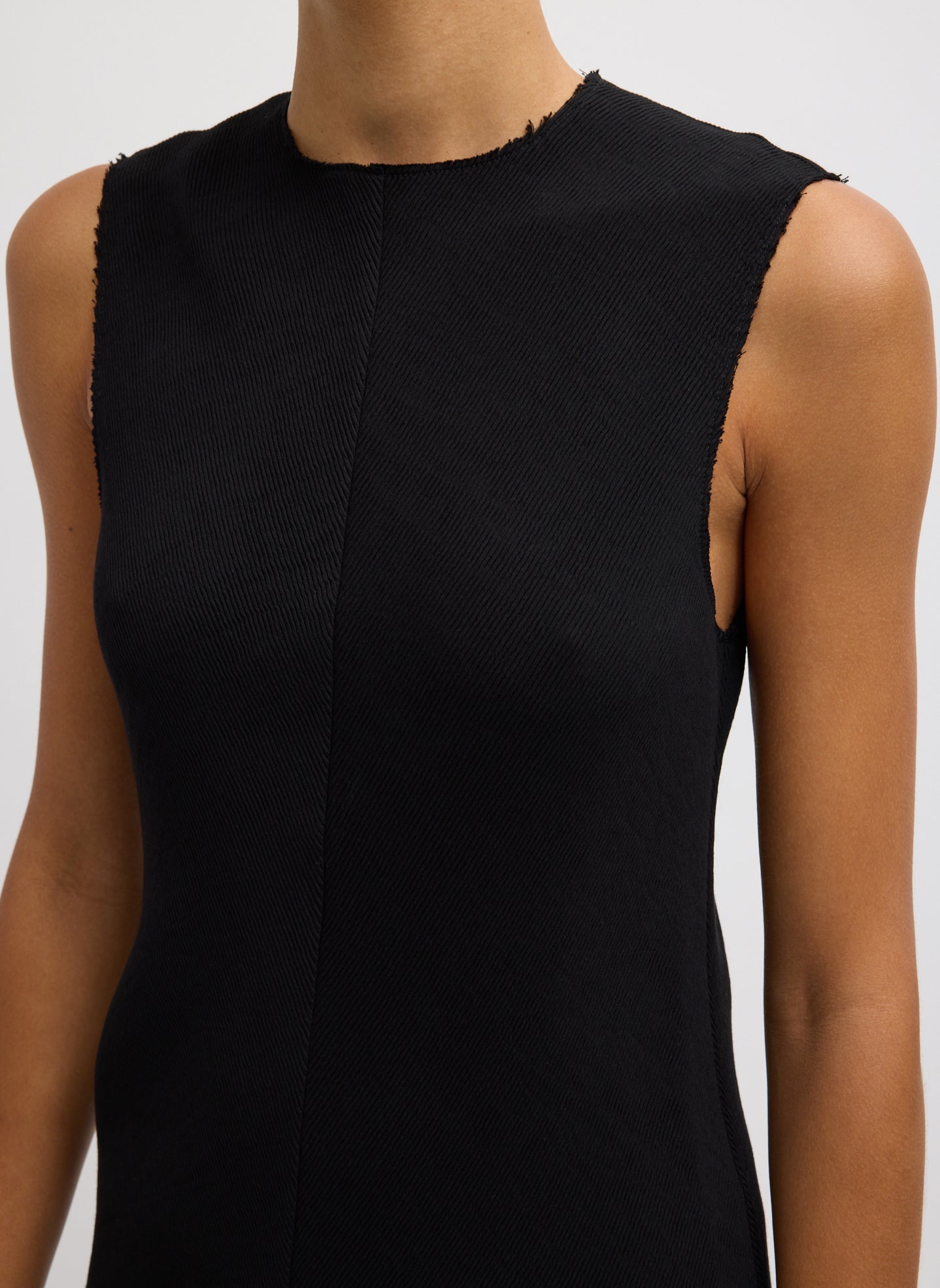 Viscose Plisse Sleeveless Bias Dress | Tibi