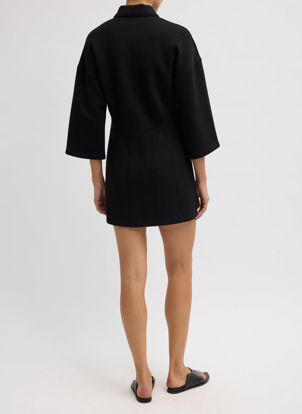 Bonded Viscose Zip Front Short Sleeve Slim Tunic | Tibi