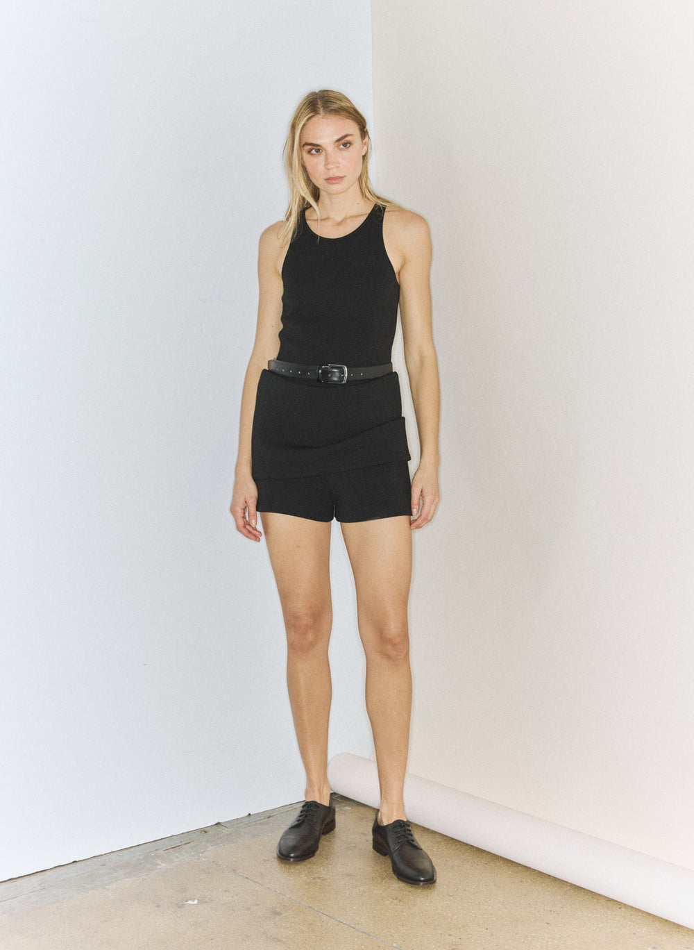 Bonded Viscose Sculpted Sleeveless Tunic Tank | Tibi