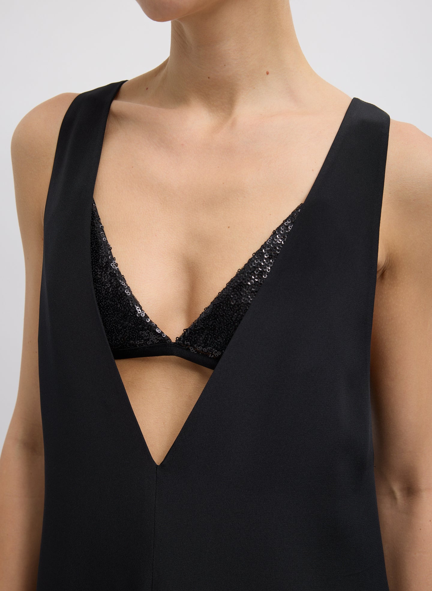 4-Ply Silk V-Neck Dress With Bra | Tibi