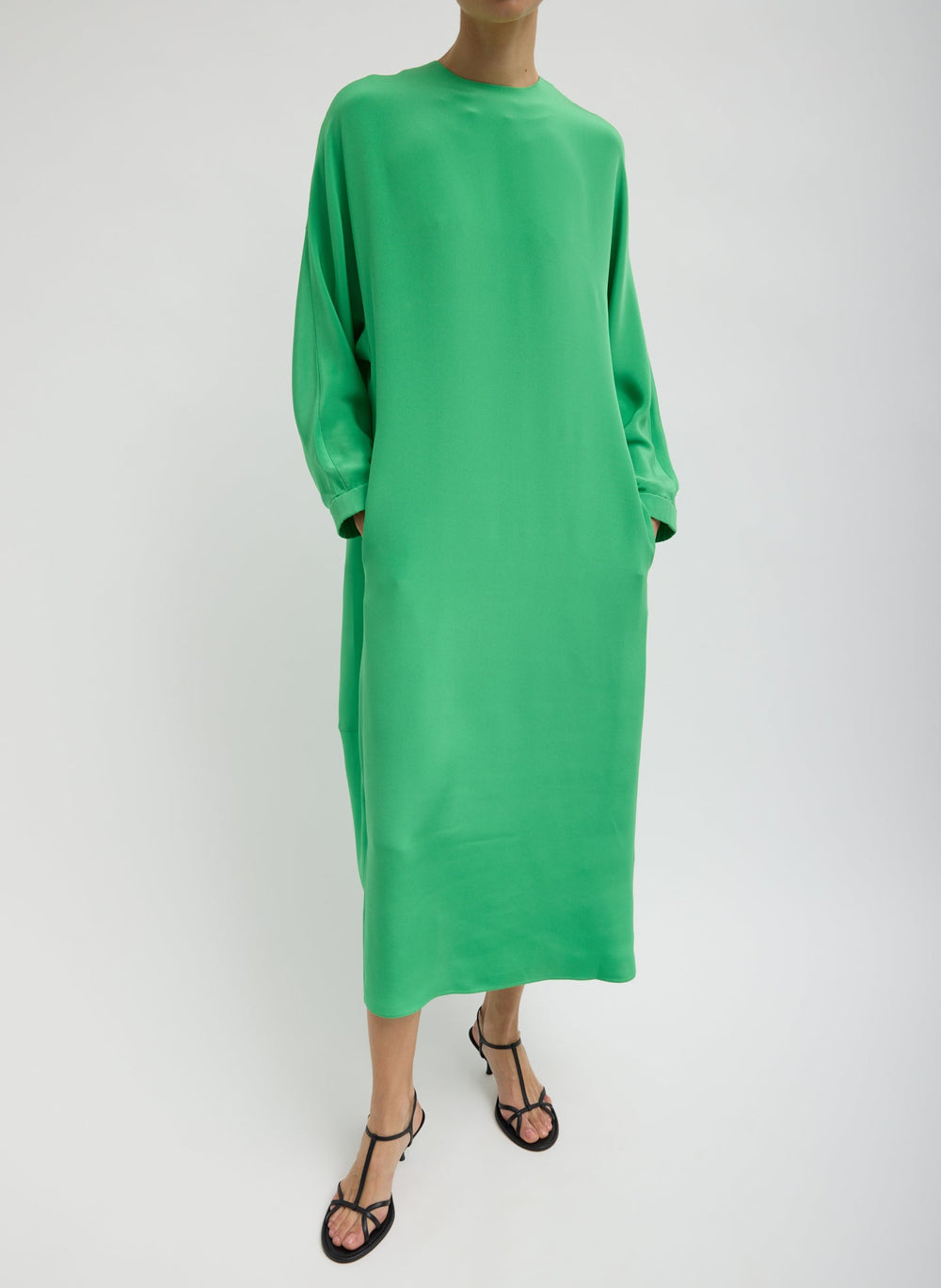 4-Ply Silk Long Sleeve Cocoon Dress | Tibi