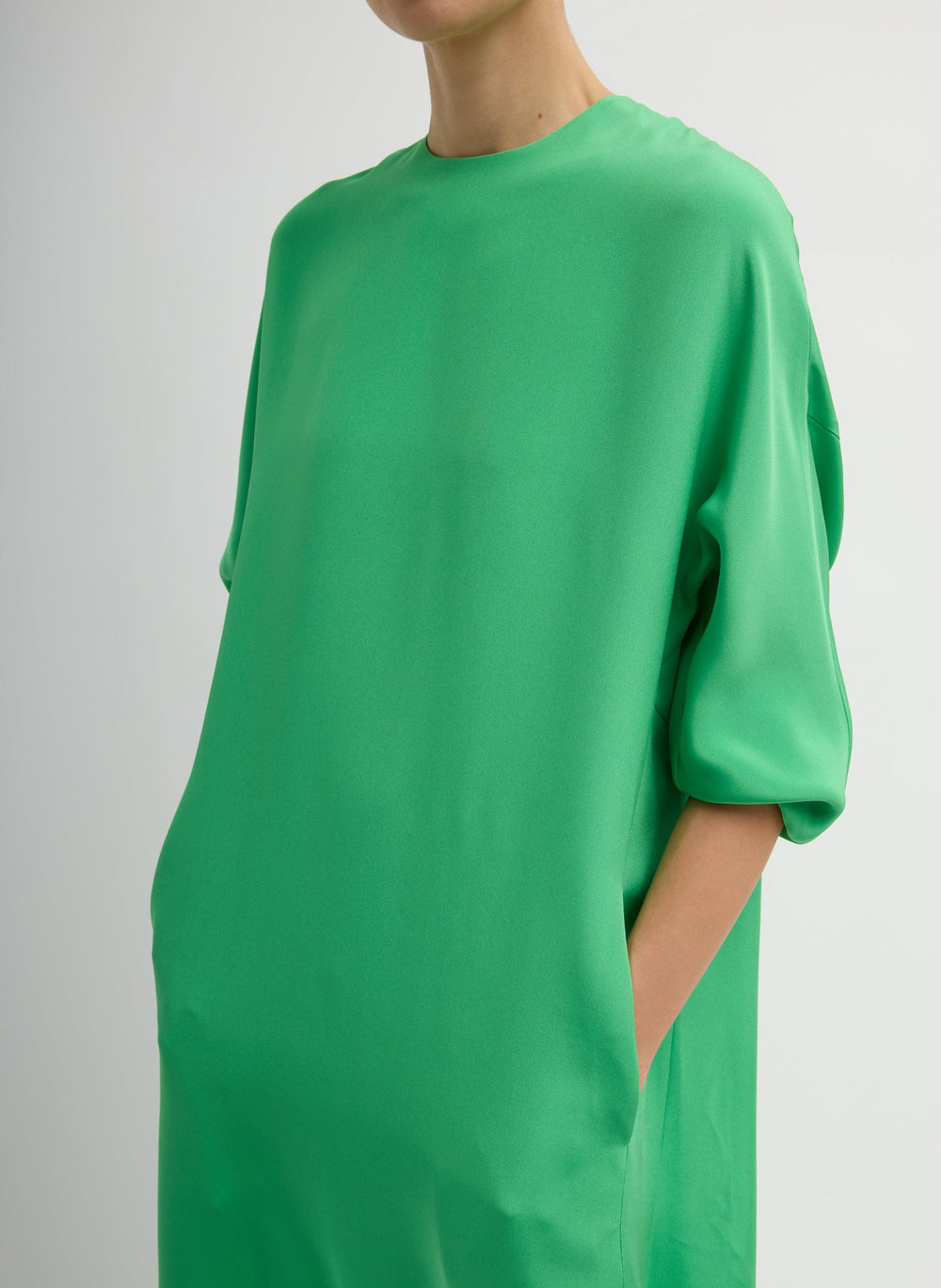 4-Ply Silk Long Sleeve Cocoon Dress | Tibi