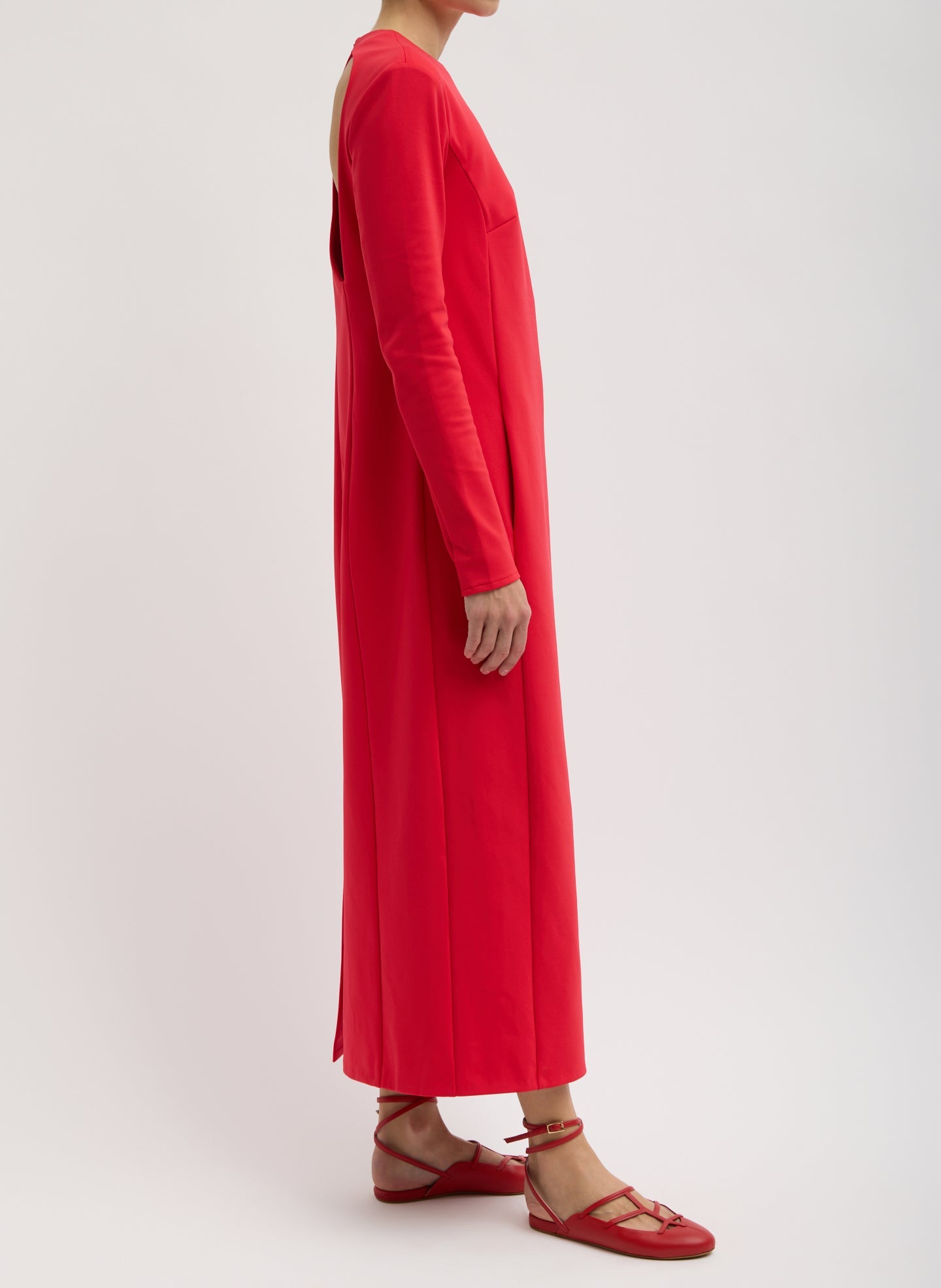 Compact Ultra Stretch Knit Dress With Cut Out Back | Tibi