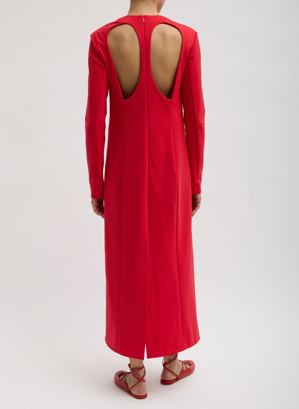 Compact Ultra Stretch Knit Dress With Cut Out Back | Tibi