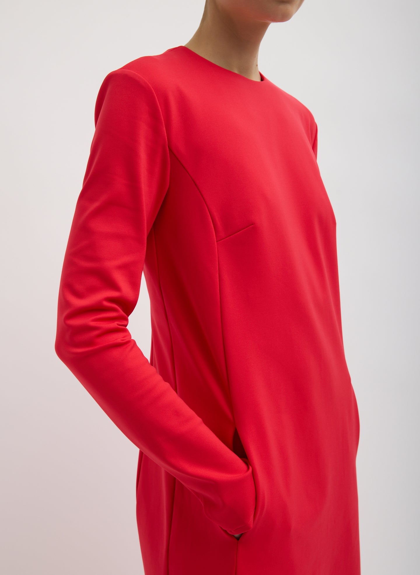 Compact Ultra Stretch Knit Dress With Cut Out Back | Tibi