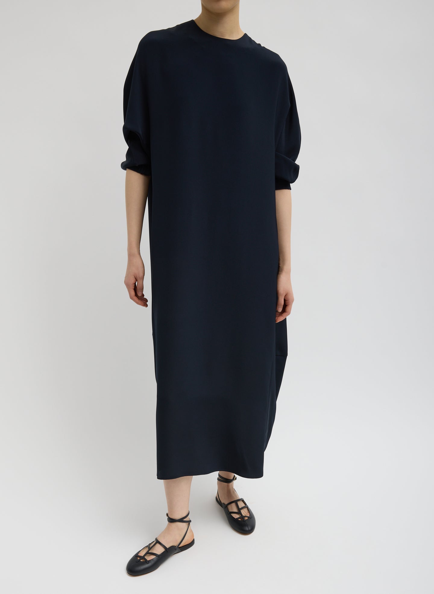 4-Ply Silk Long Sleeve Cocoon Dress | Tibi