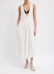 4-Ply Silk V-Neck Dress With Bra | Tibi