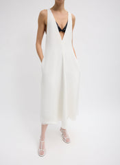 4-Ply Silk V-Neck Dress With Bra | Tibi