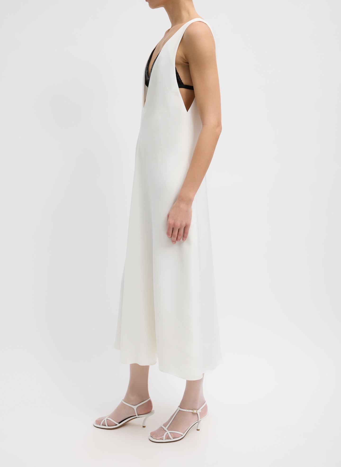 4-Ply Silk V-Neck Dress With Bra | Tibi