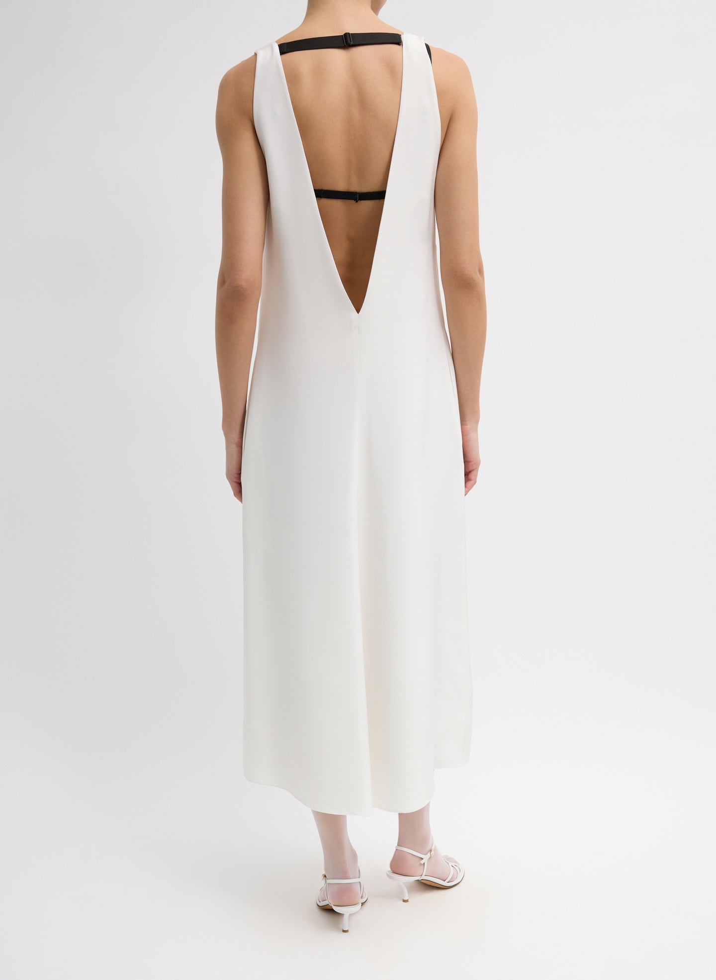 4-Ply Silk V-Neck Dress With Bra | Tibi
