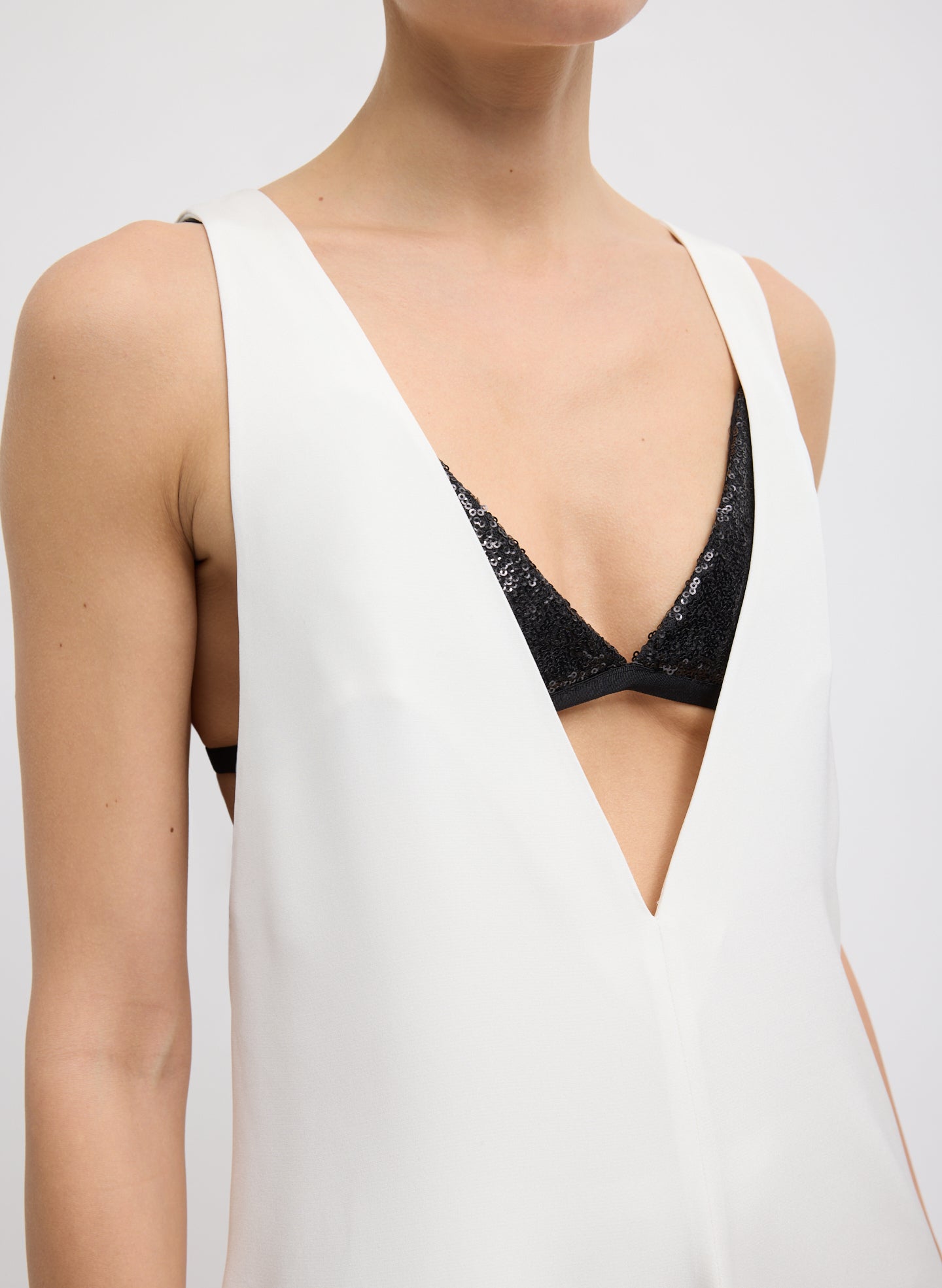 4-Ply Silk V-Neck Dress With Bra | Tibi
