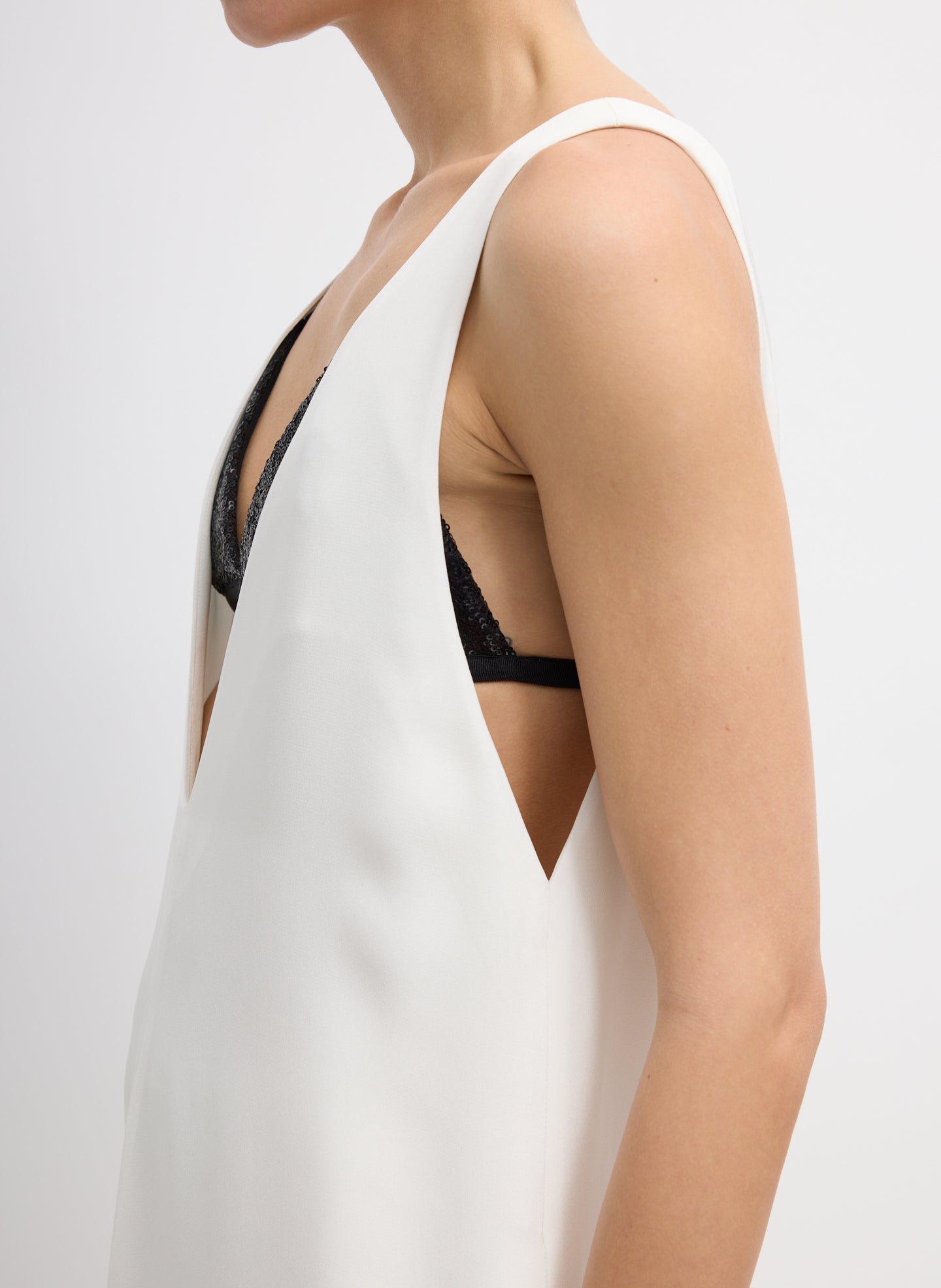 4-Ply Silk V-Neck Dress With Bra | Tibi