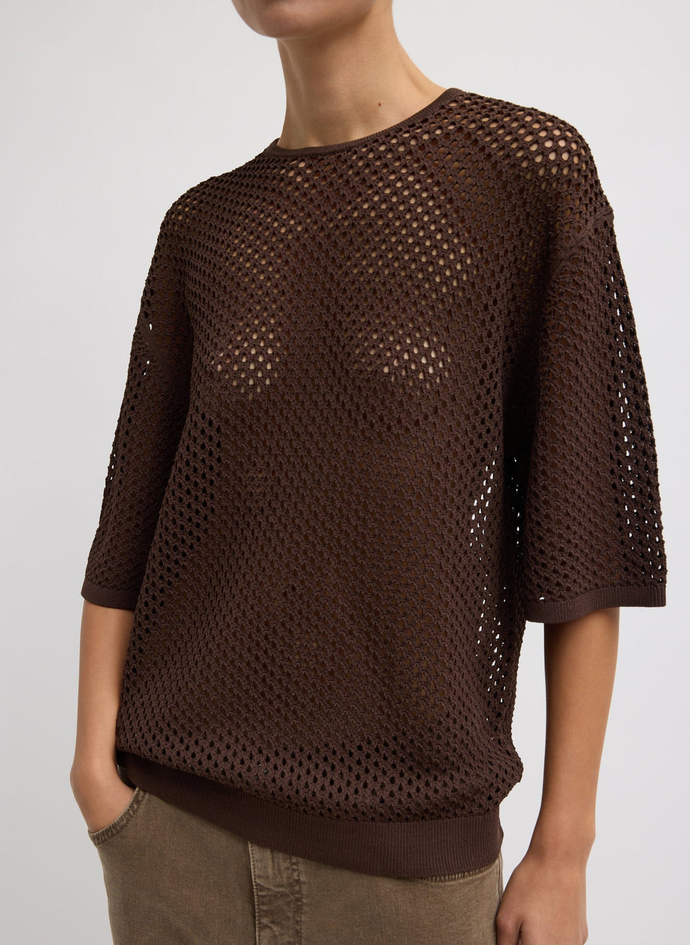 Crochet Netting Oversized Easy T-Shirt | Tibi