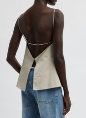 Eco Poplin Strappy Open Back Top | Tibi