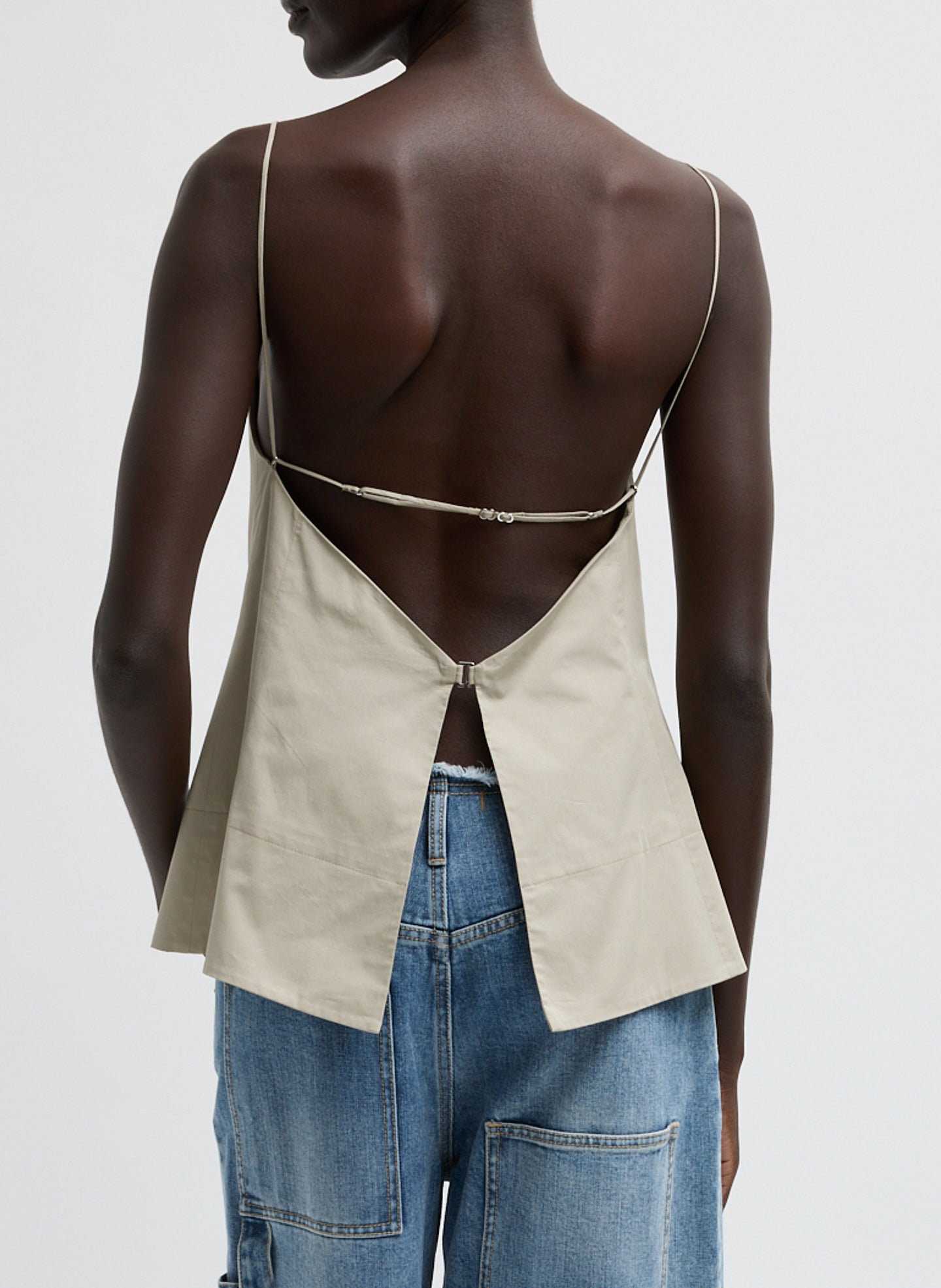 Eco Poplin Strappy Open Back Top | Tibi