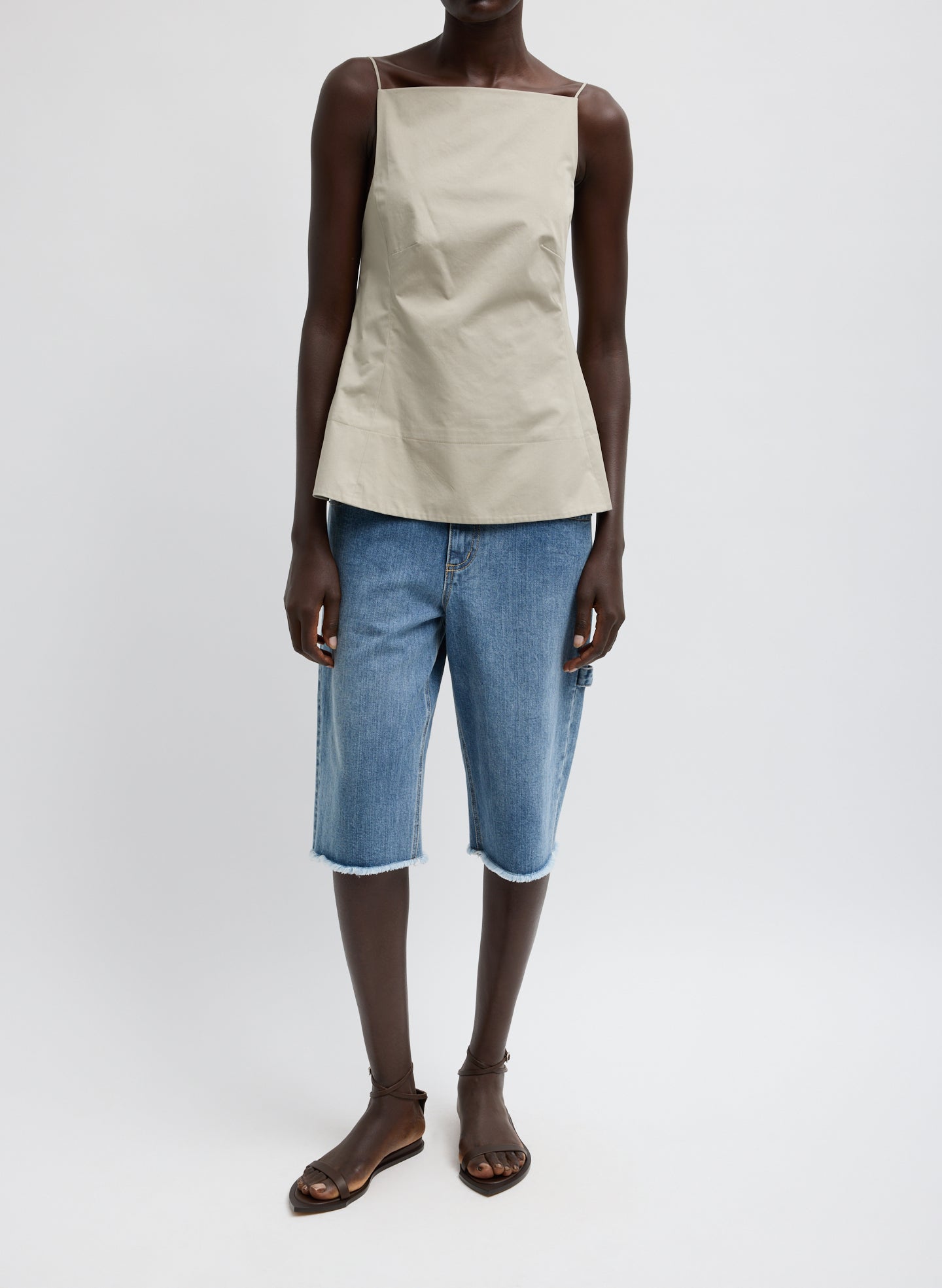 Eco Poplin Strappy Open Back Top | Tibi
