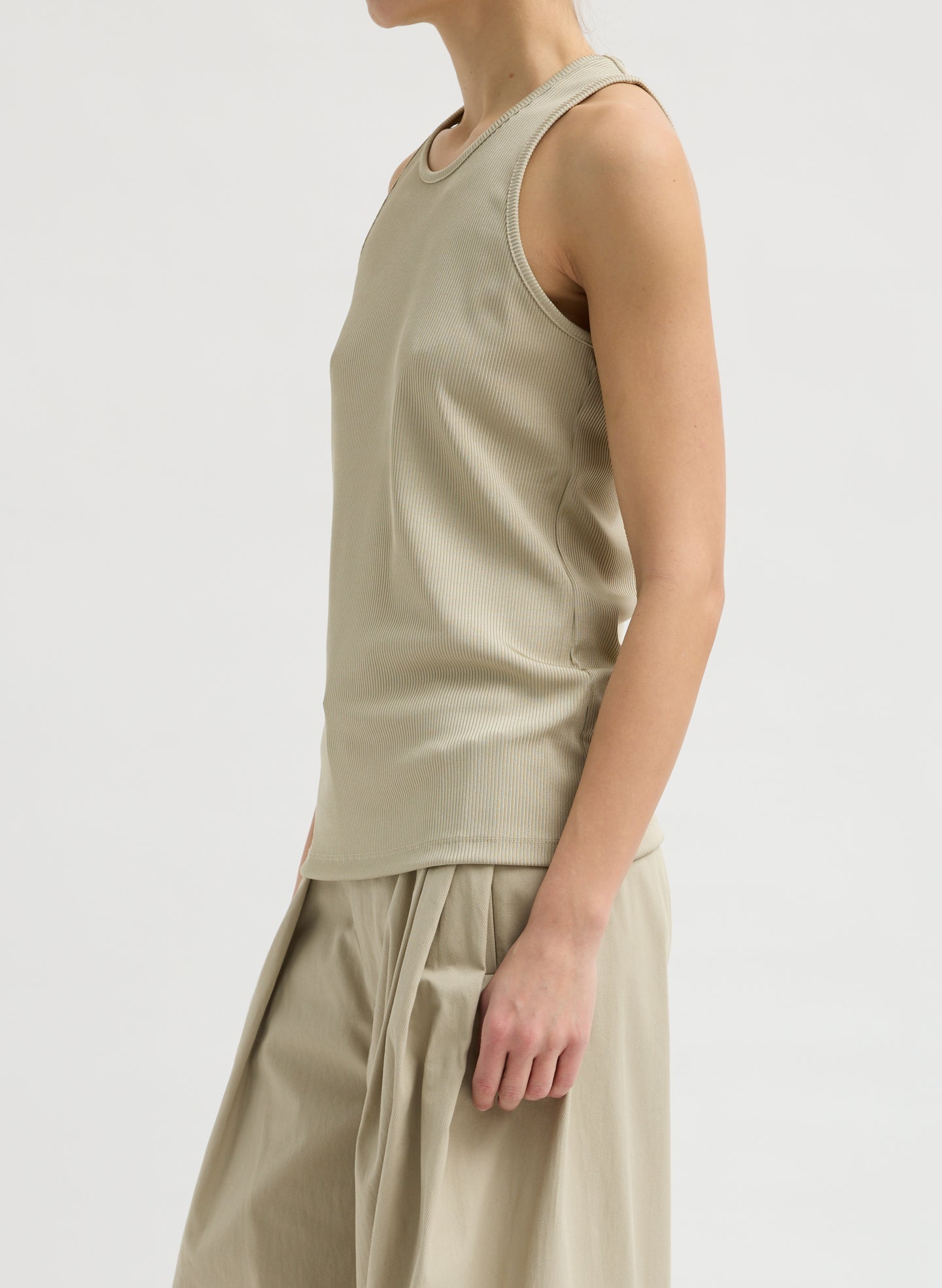 Stretch Luxe Ribbed Tank Top | Tibi