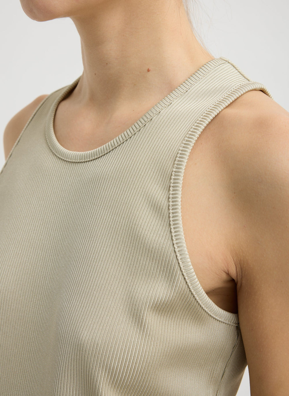 Stretch Luxe Ribbed Tank Top | Tibi