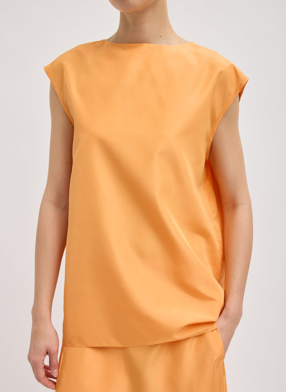 Summer Nylon Sleeveless Cocoon Top | Tibi
