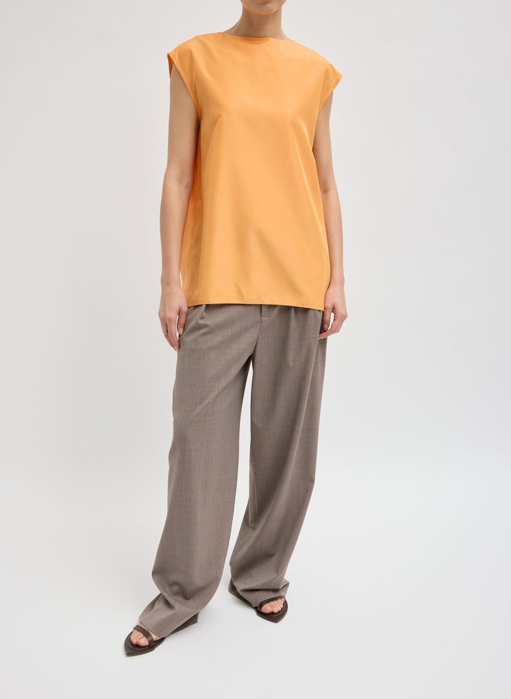 Summer Nylon Sleeveless Cocoon Top | Tibi