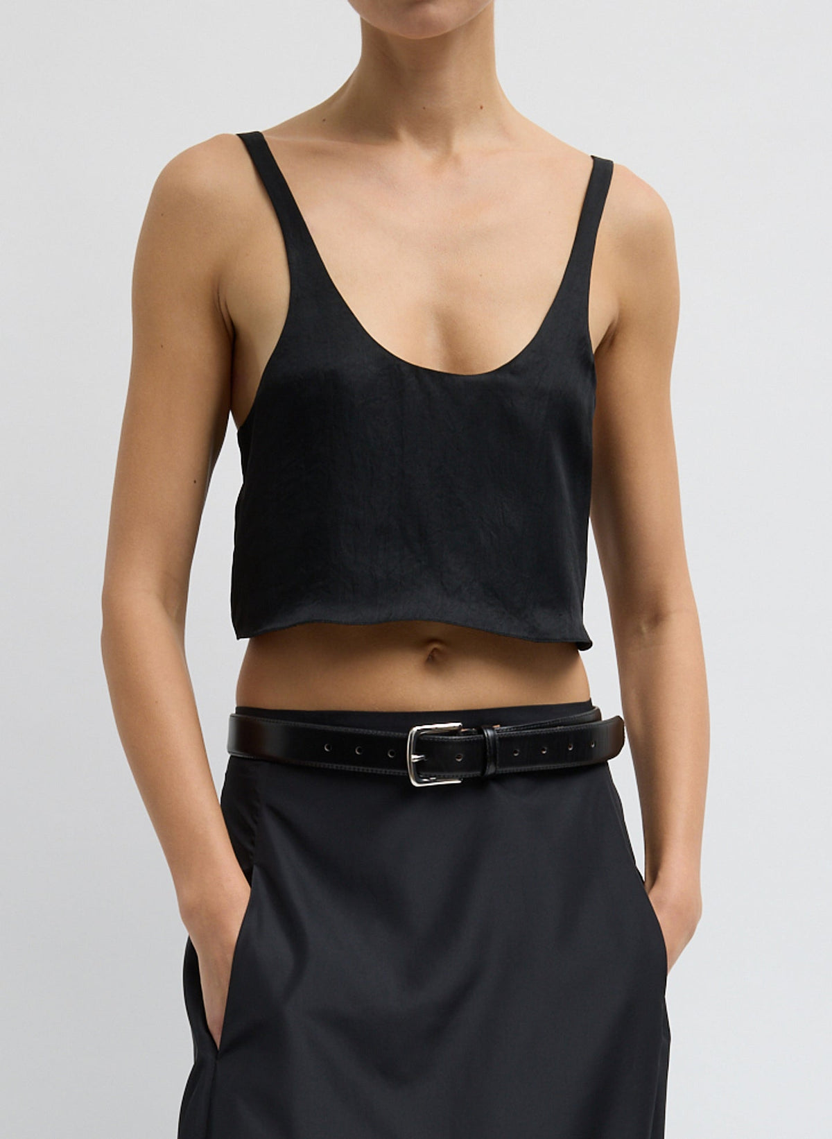 Summer Acetate Crinkle Cropped Tank | Tibi
