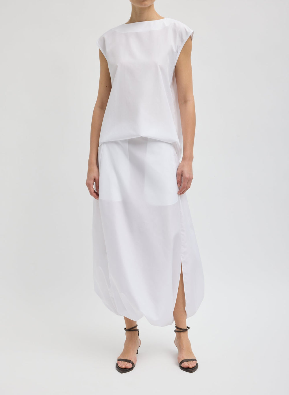 Summer Nylon Sleeveless Cocoon Top | Tibi