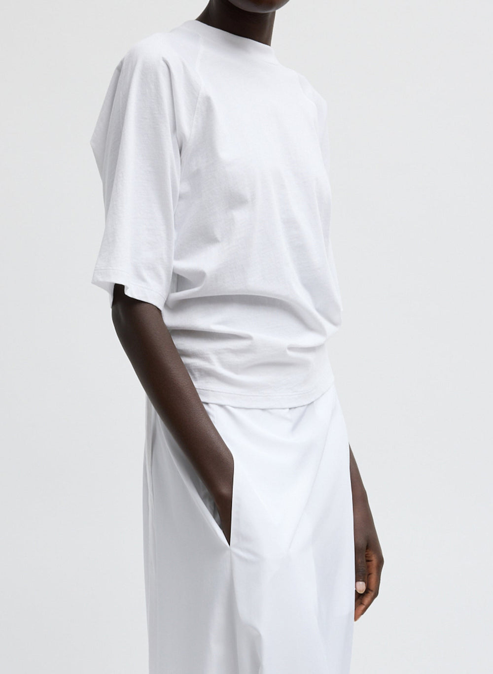 Short Sleeve T-Shirt With Shirred Back | Tibi