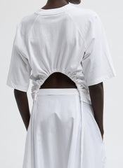 Short Sleeve T-Shirt With Shirred Back | Tibi