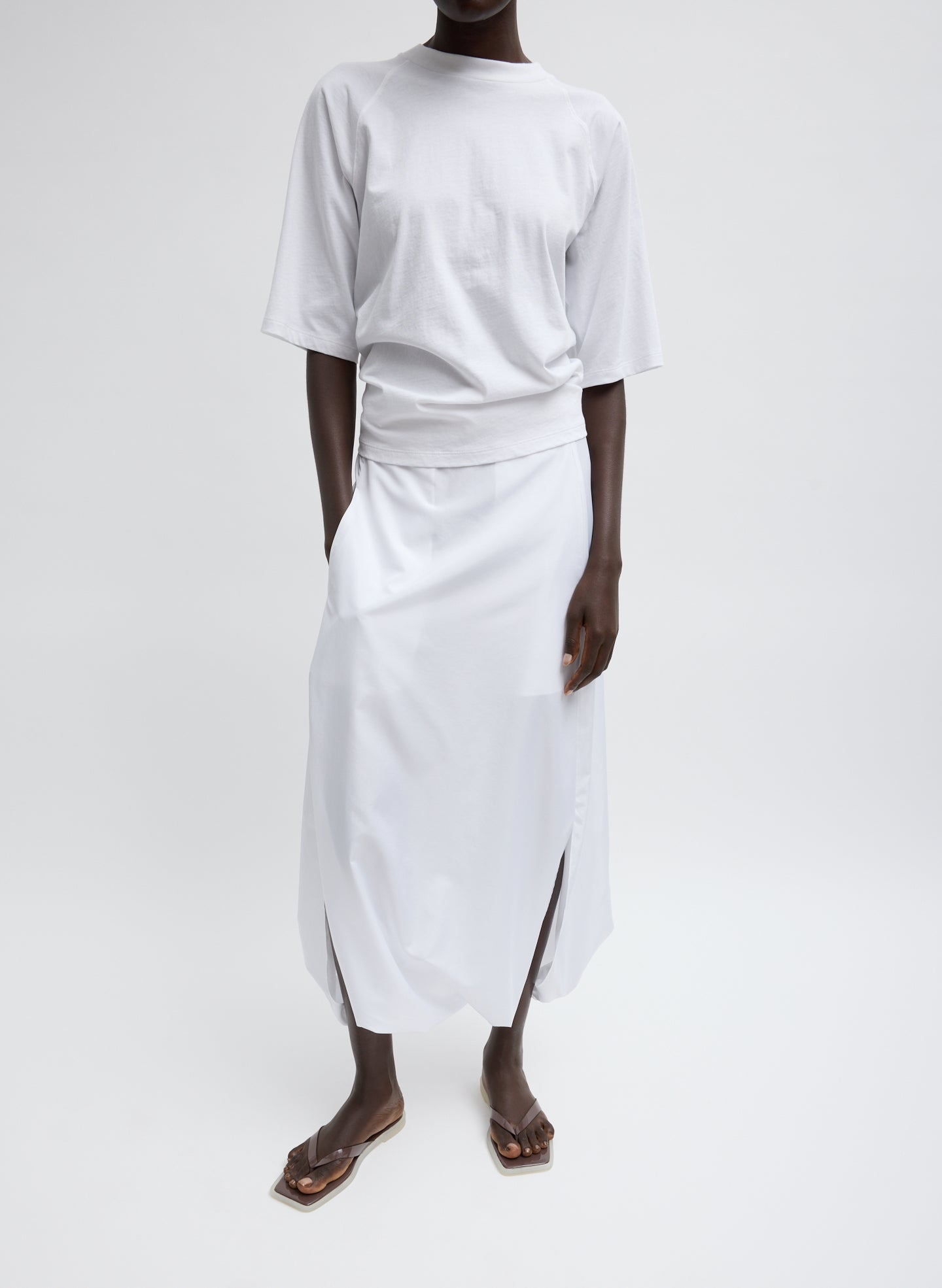 Short Sleeve T-Shirt With Shirred Back | Tibi