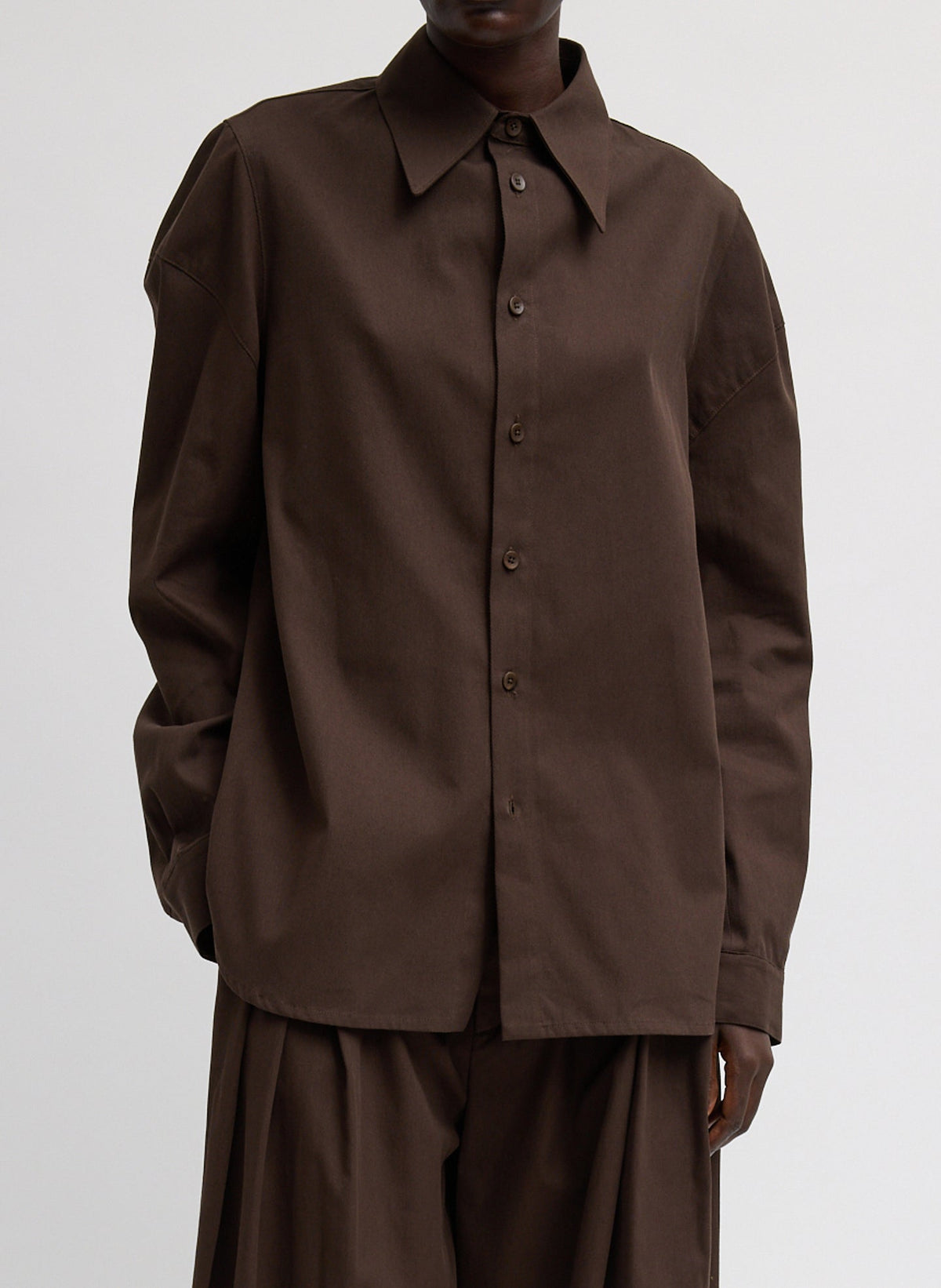 Luxe Spring Twill Hinged Shirt | Tibi