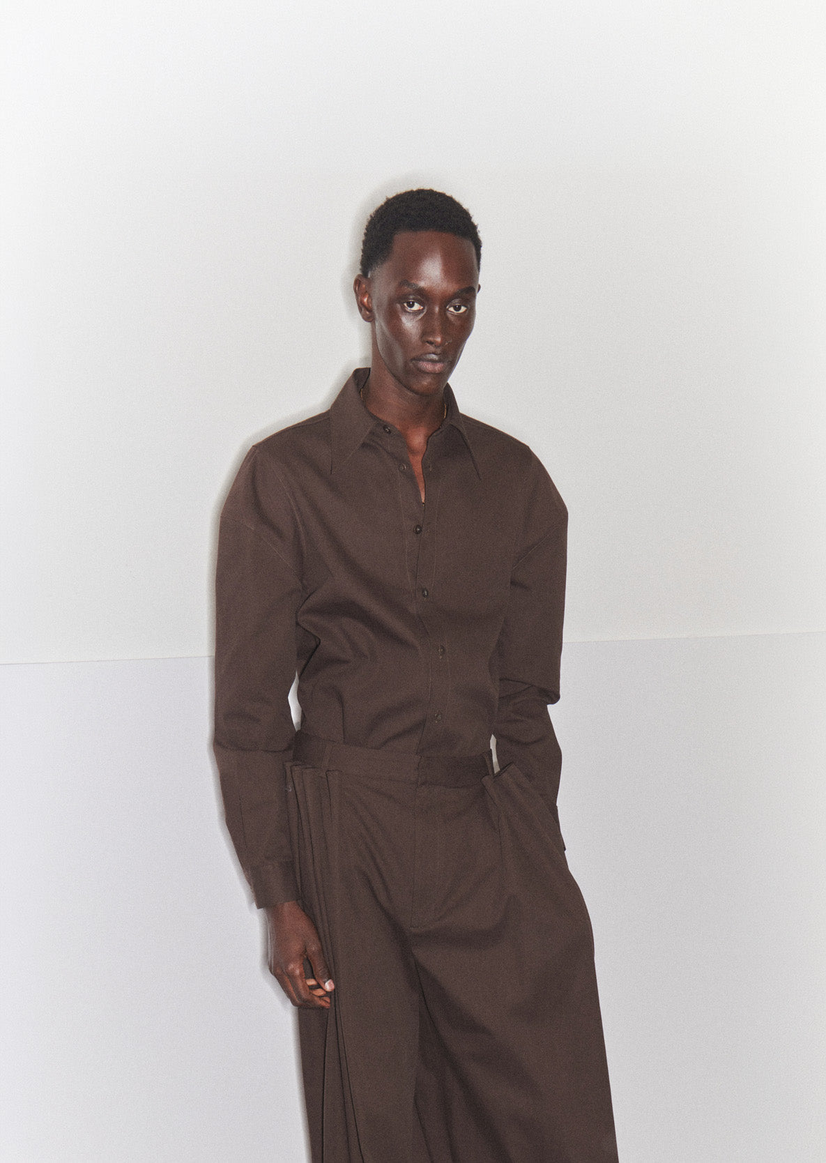 Luxe Spring Twill Hinged Shirt | Tibi