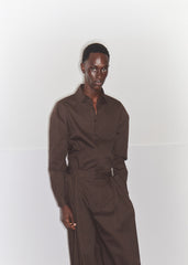 Luxe Spring Twill Hinged Shirt | Tibi