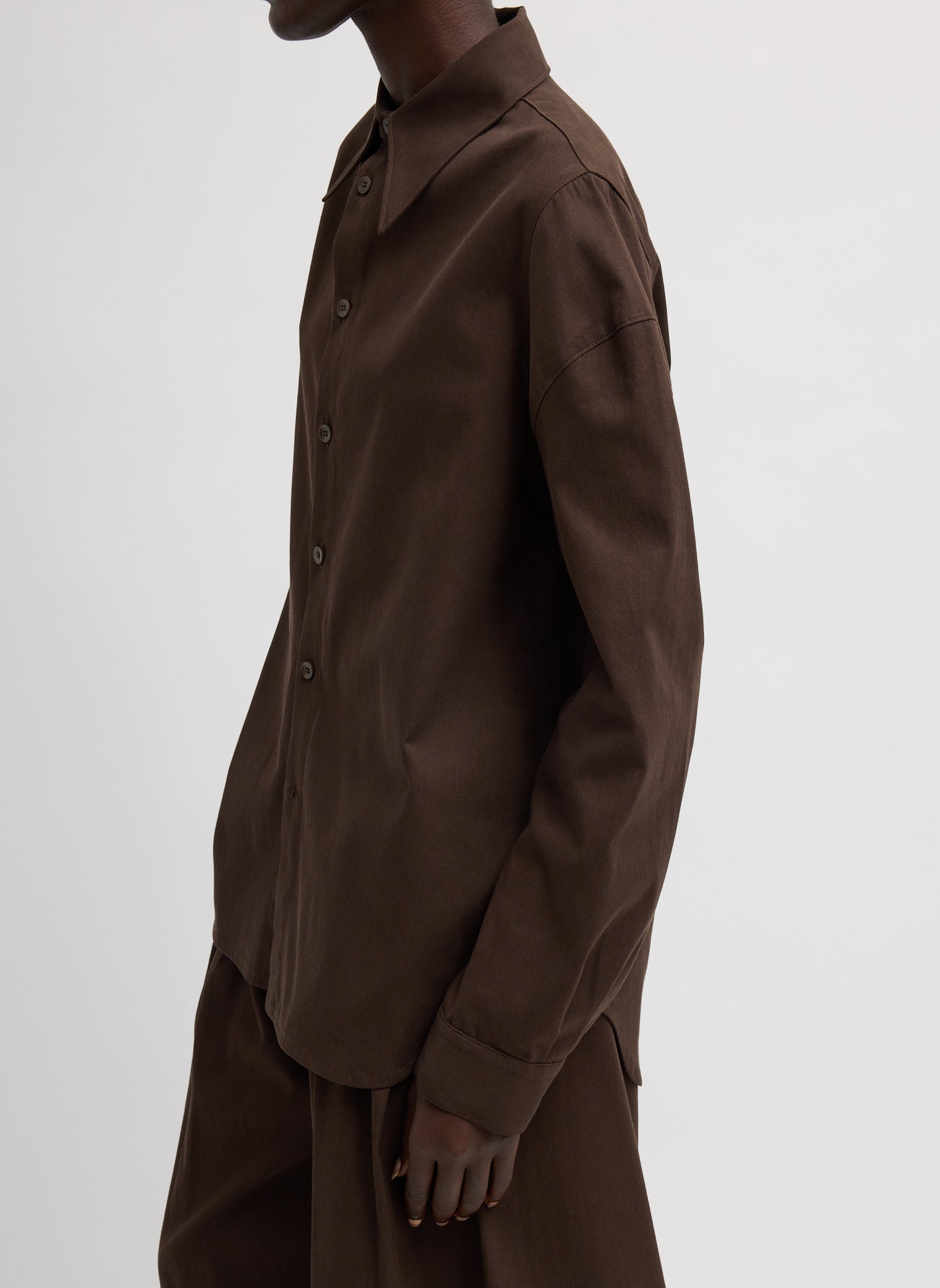 Luxe Spring Twill Hinged Shirt | Tibi