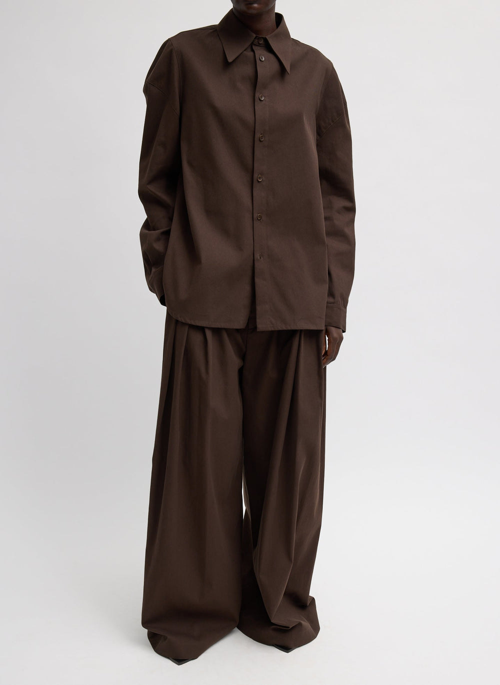 Luxe Spring Twill Hinged Shirt | Tibi