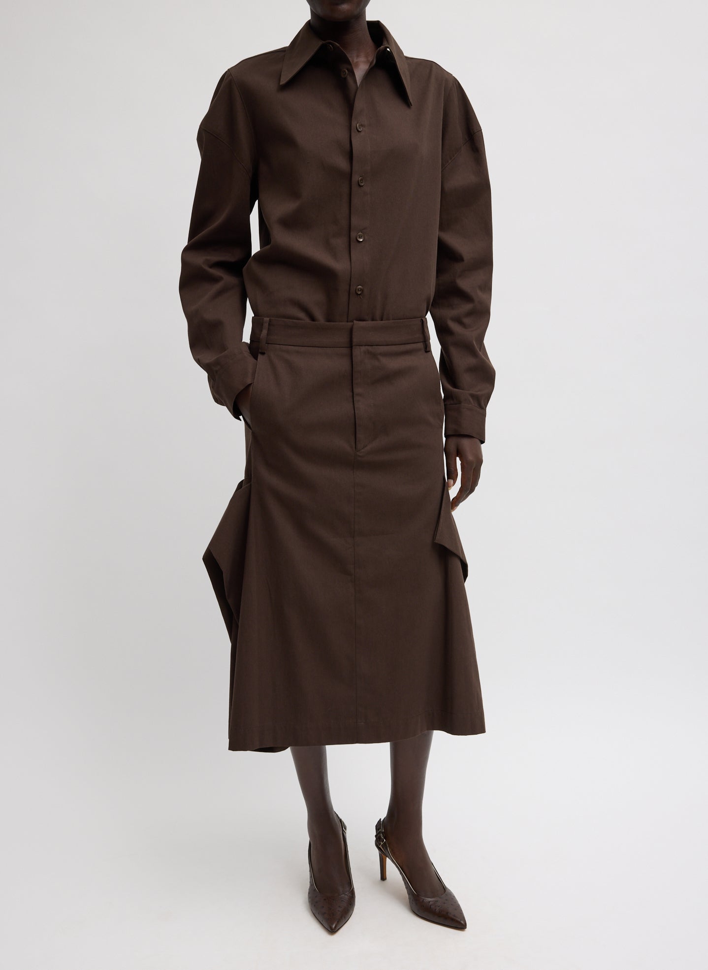Luxe Spring Twill Hinged Shirt | Tibi