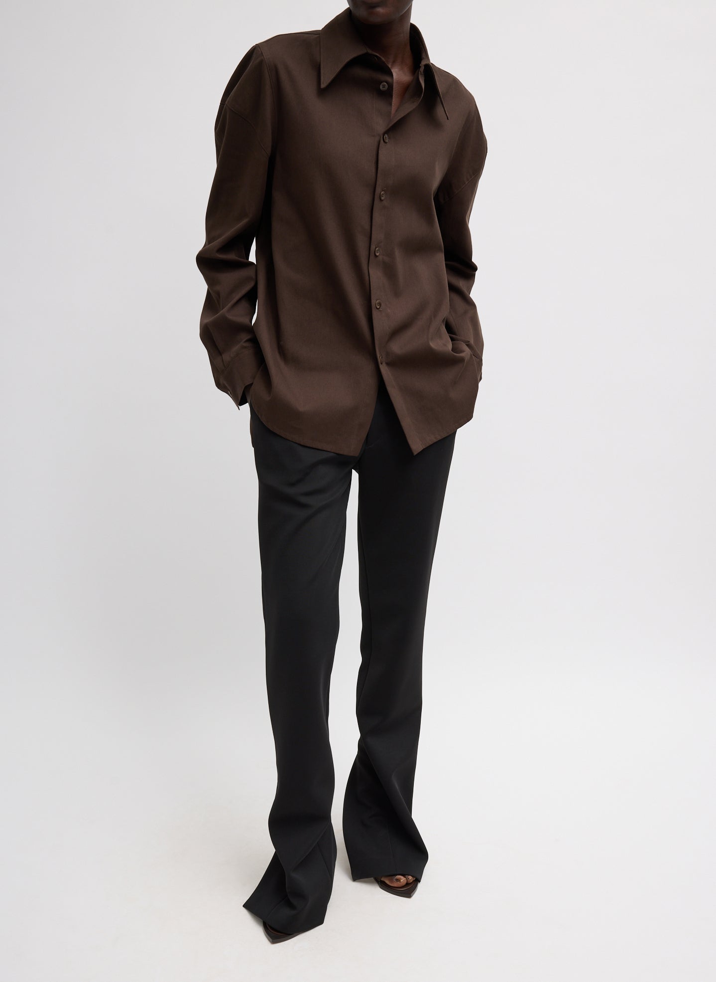 Luxe Spring Twill Hinged Shirt | Tibi