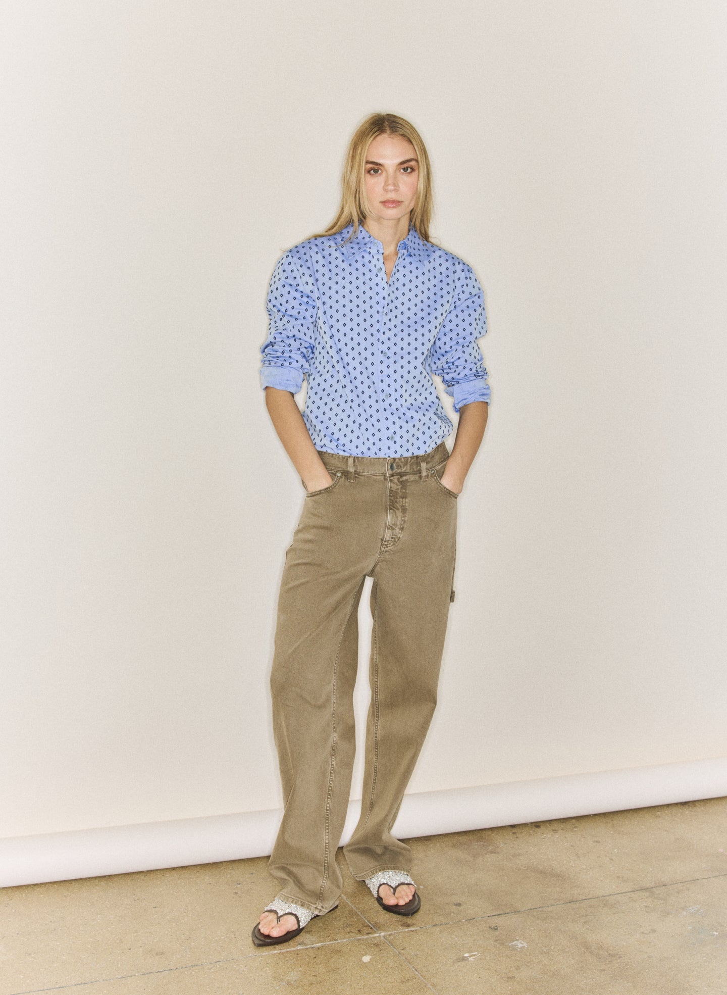 Flocked Oxford Classic Men's Shirt | Tibi