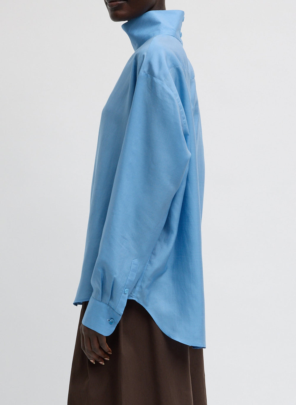 Ultra Light Silk Tencel Funnel Neck Shirt | Tibi