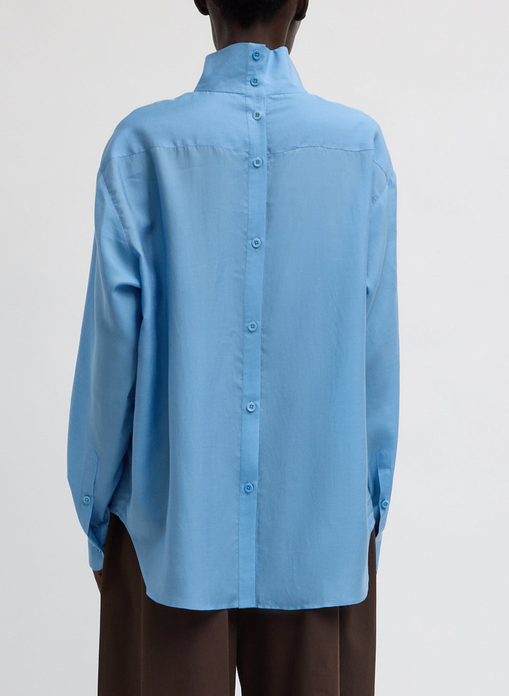 Ultra Light Silk Tencel Funnel Neck Shirt | Tibi