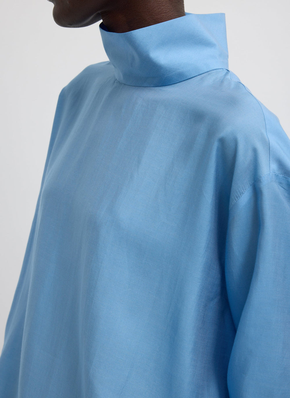 Ultra Light Silk Tencel Funnel Neck Shirt | Tibi