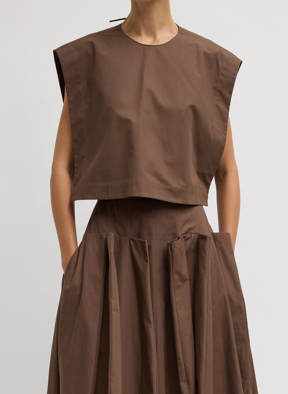 Compact Eco Poplin Cropped Square Top | Tibi