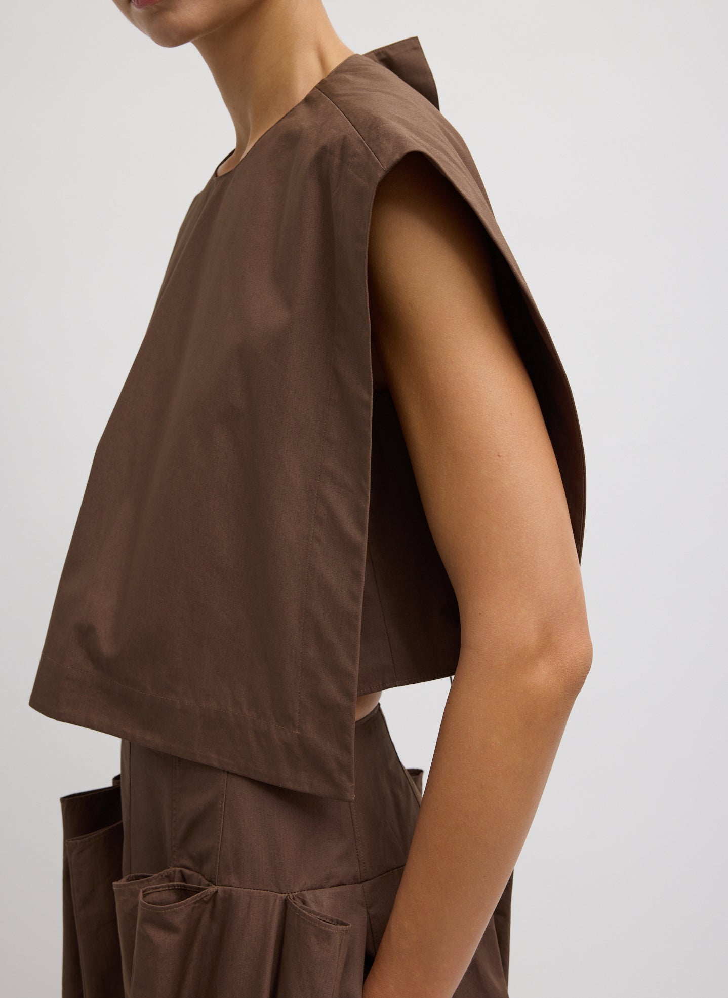 Compact Eco Poplin Cropped Square Top | Tibi