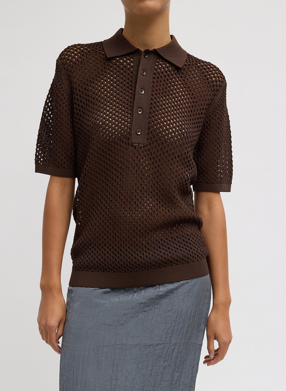 Crochet Netting Slim Polo | Tibi