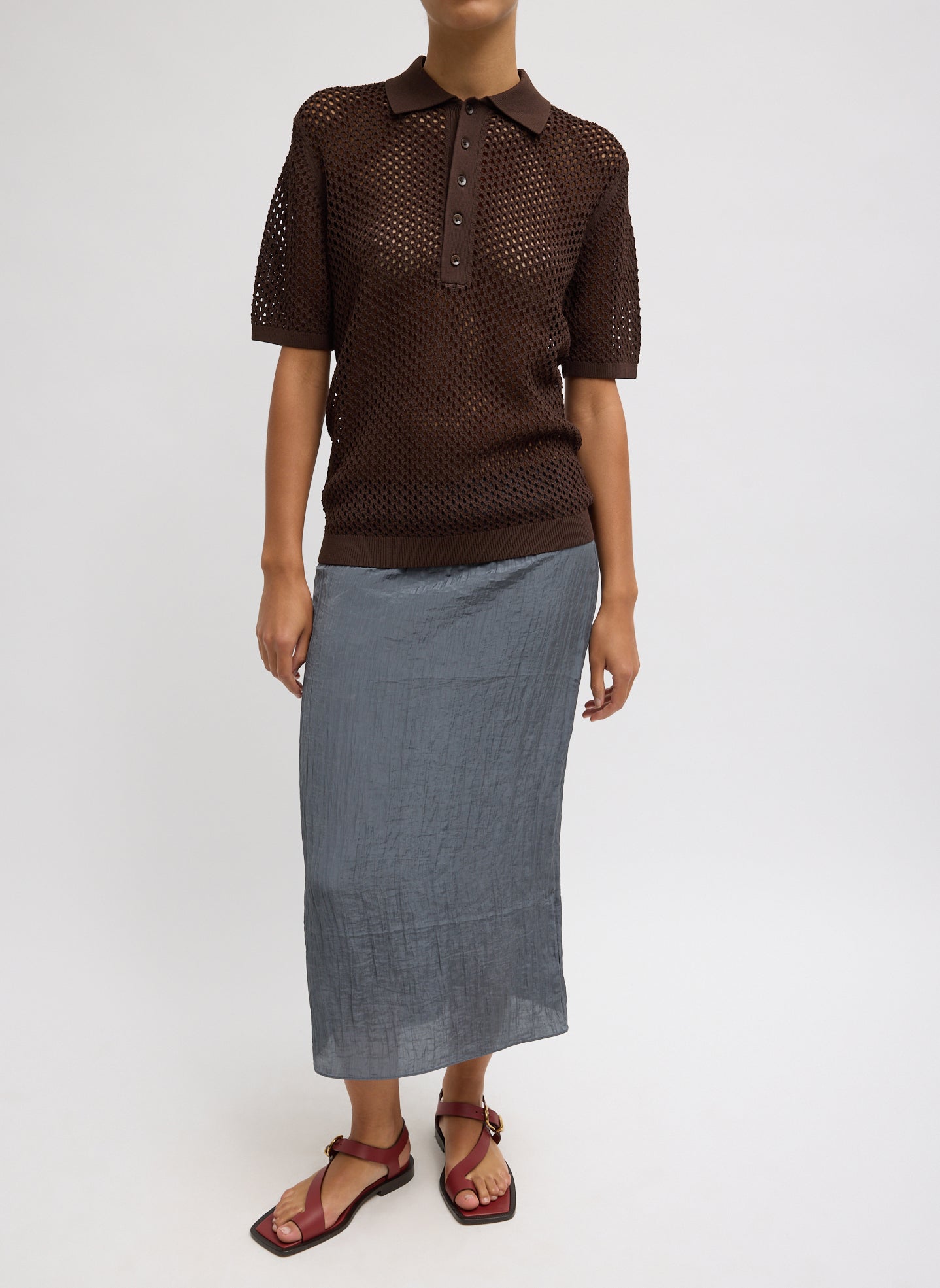 Crochet Netting Slim Polo | Tibi