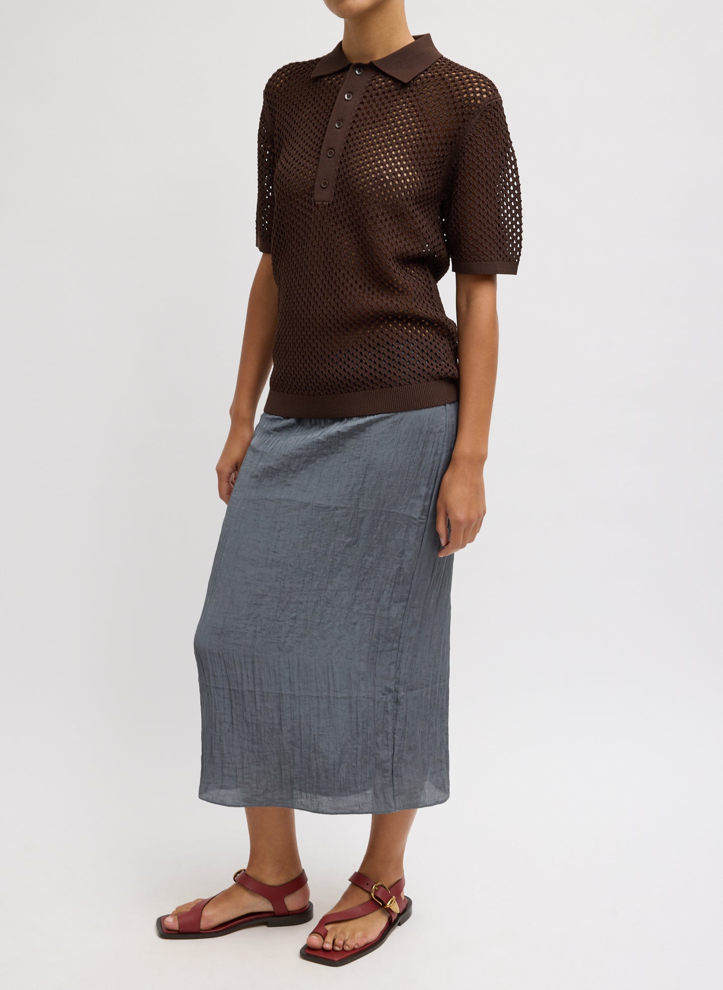 Crochet Netting Slim Polo | Tibi