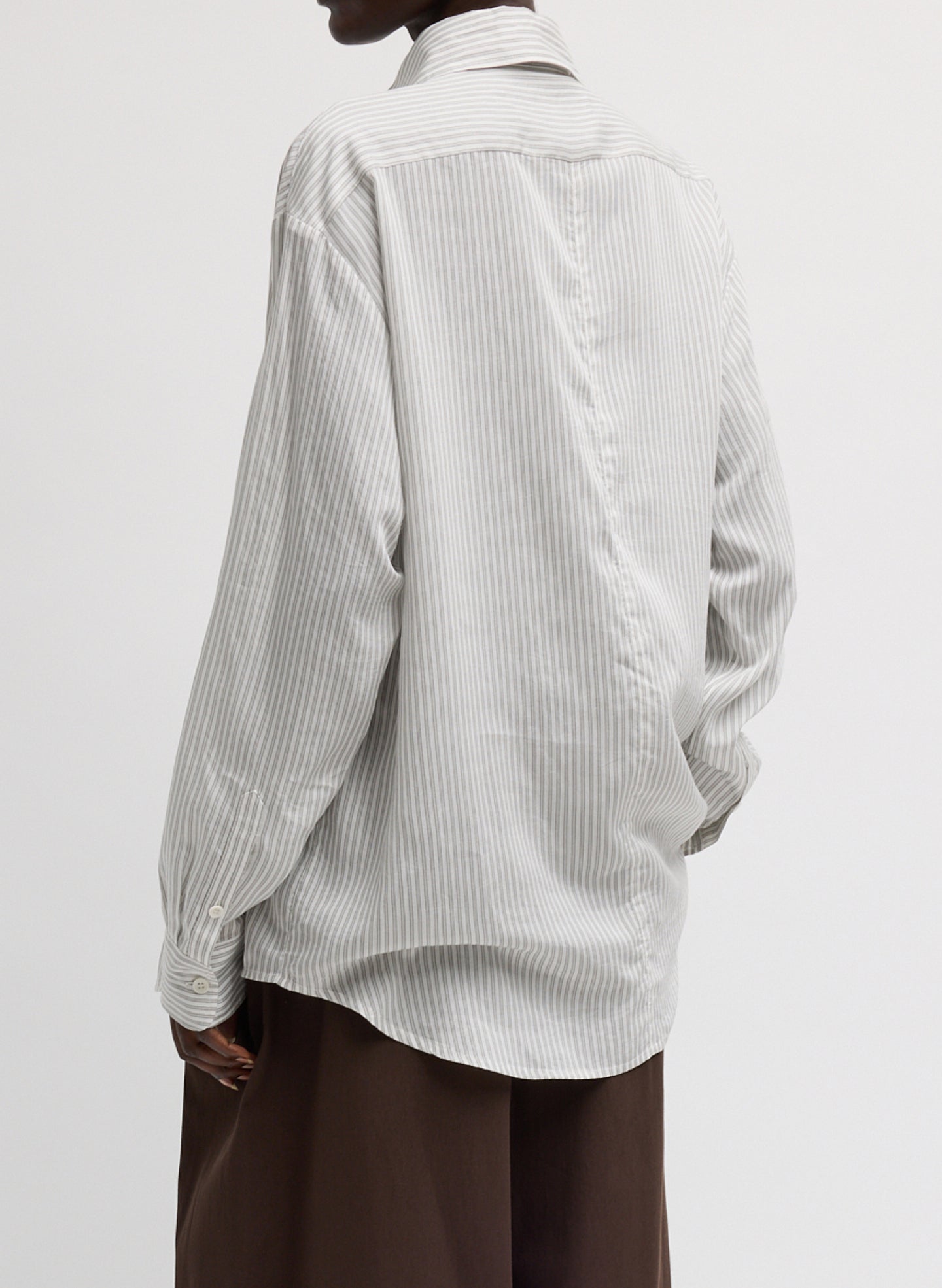 Ultra Light Silk Tencel Striped Pintucked Shirt | Tibi