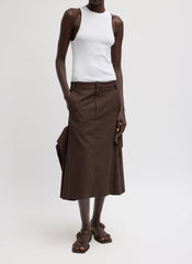 Luxe Spring Twill Tucked Pleat Skirt | Tibi