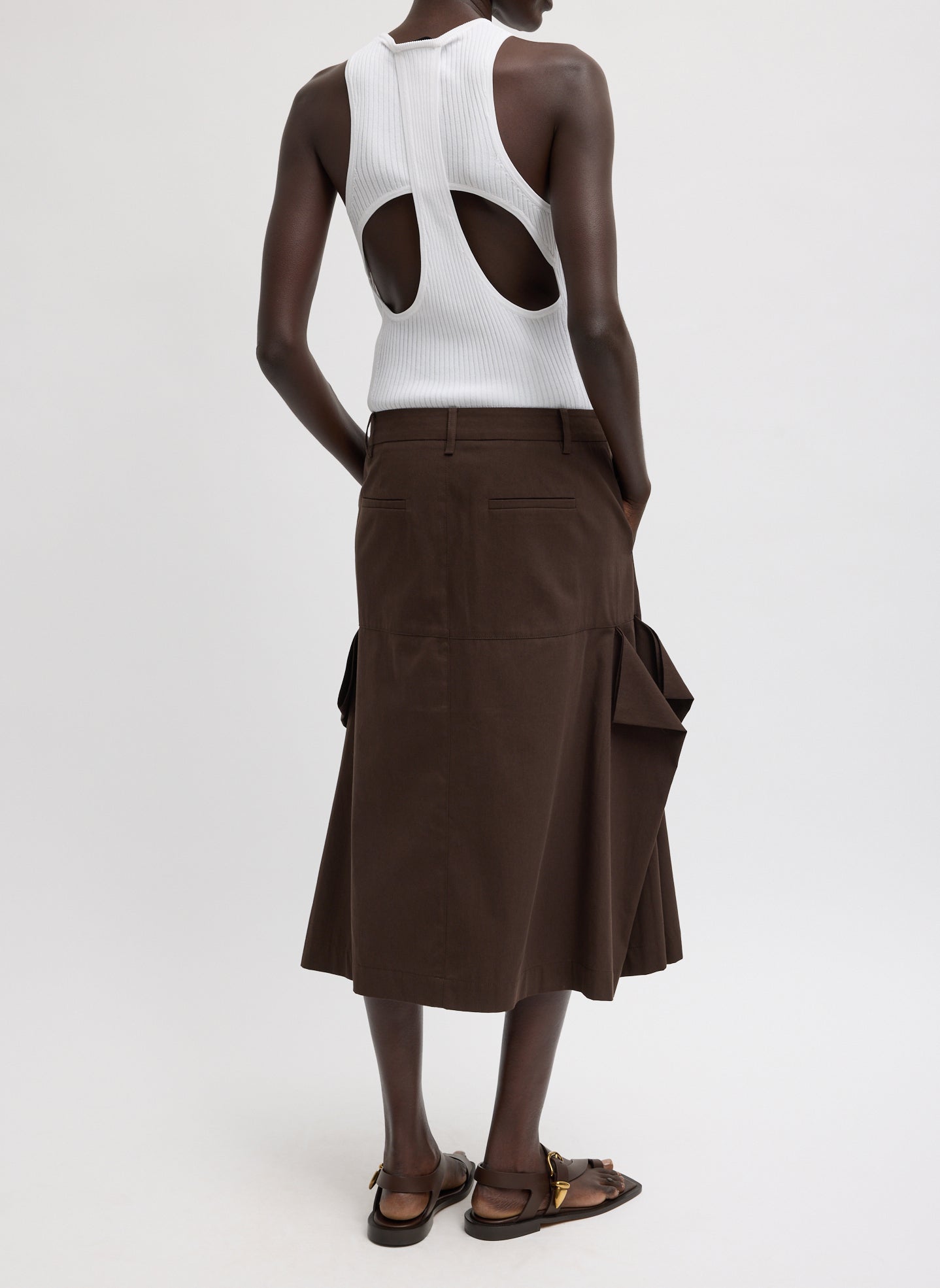 Luxe Spring Twill Tucked Pleat Skirt | Tibi