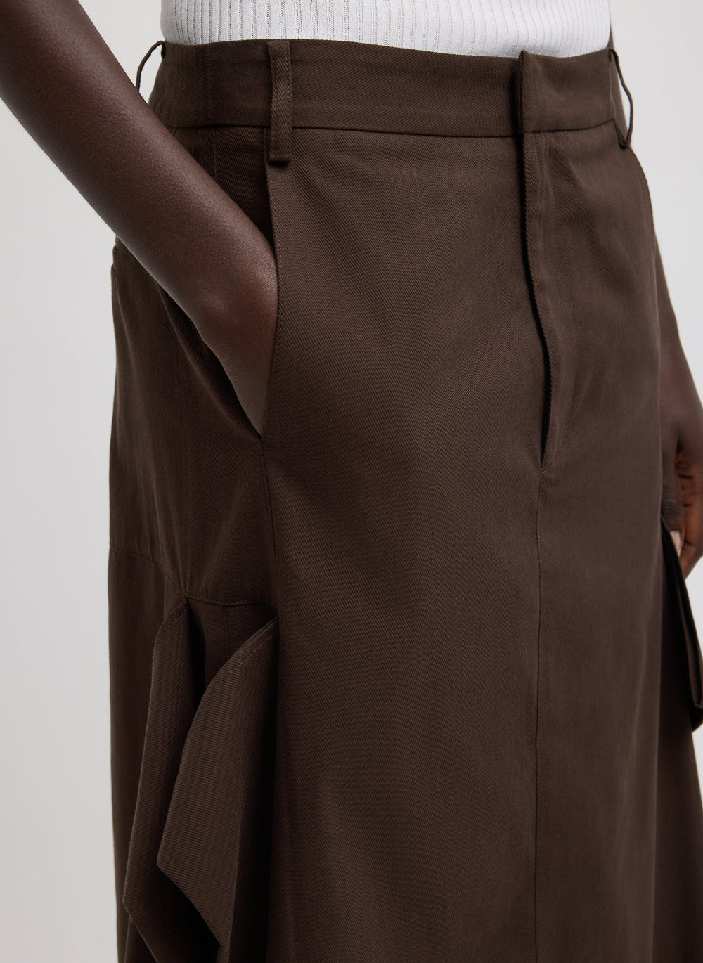 Luxe Spring Twill Tucked Pleat Skirt | Tibi